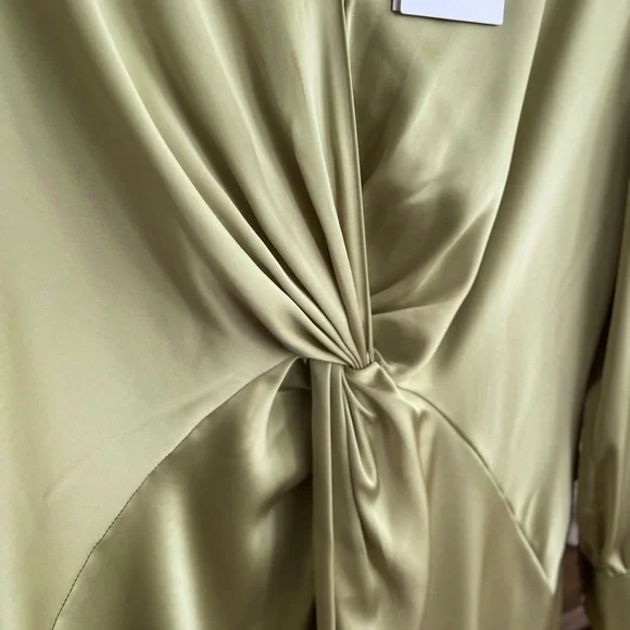 Theory Women’s Satin Twist Front Midi Dress Elegant Cocktail Evening Wear Sz 10 - Picture 4 of 10